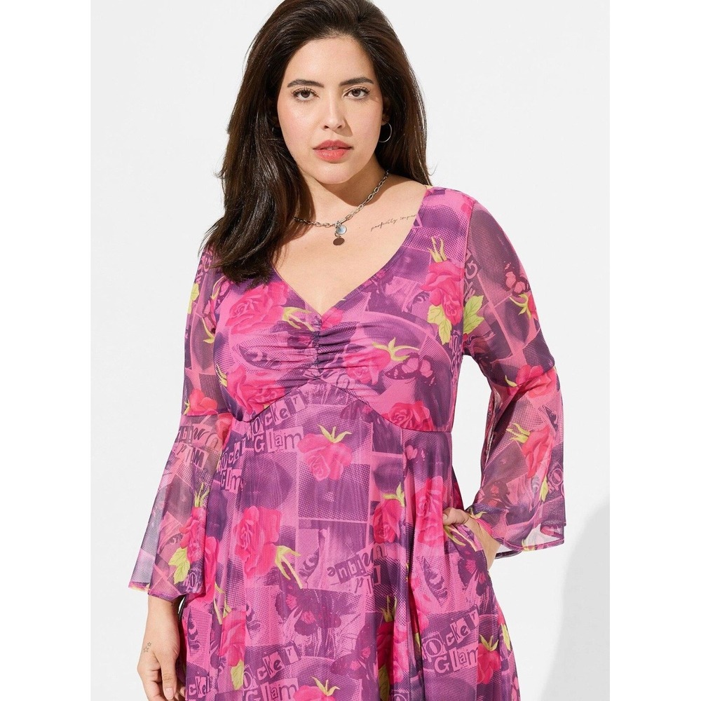 NWT Torrid x Betsey Johnson Mini Mesh Bell Sleeve Dress, Size 2 (2X / 18-20) - Picture 5 of 13